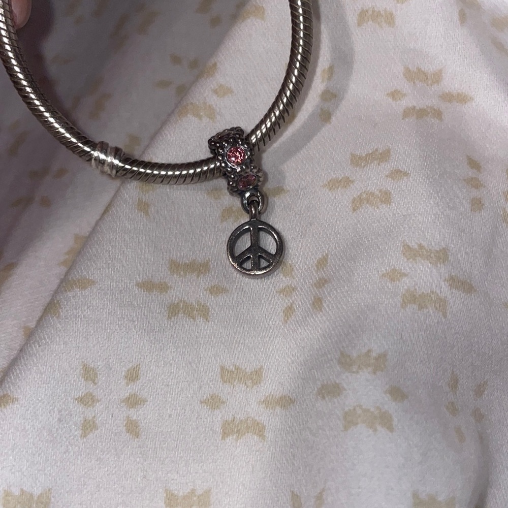 Pandora pink stone peace charm